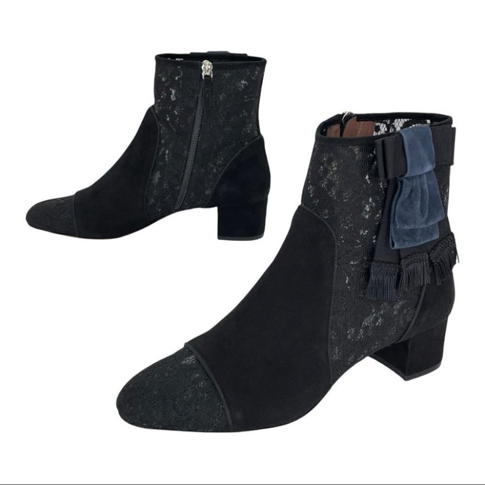 Tabitha Simmons Anastasia Black Lace Fabric Womens Ankle Boots Size 9M - Picture 10 of 16